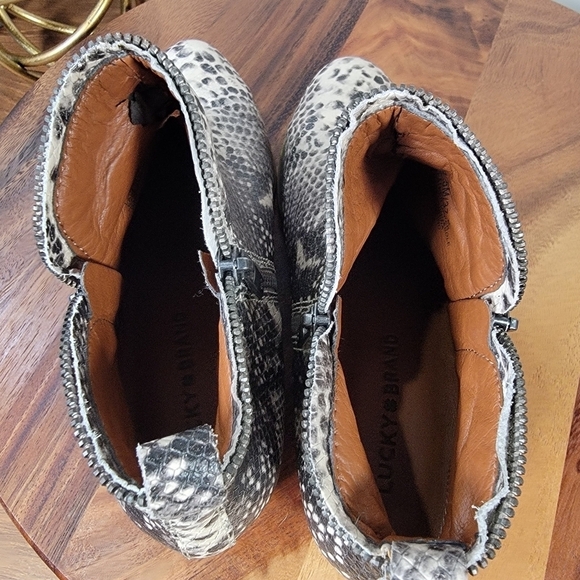 Lucky Brand Snakeskin Print Leather Bartalino zipper ankle boots Size 7.5 - Picture 9 of 17